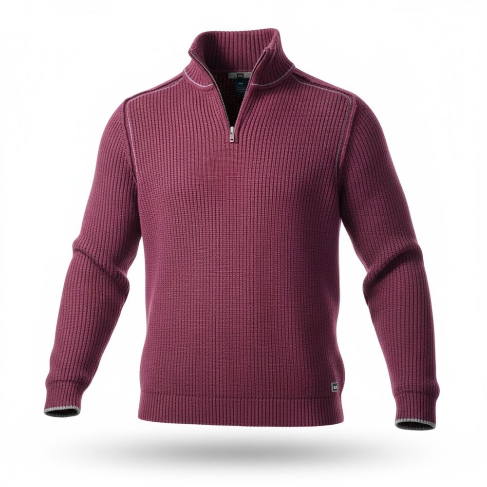 REI Sweater Mens L Maroon 1/4 Zip Knit Stretch Merino Wool Casual Pullover Sz L